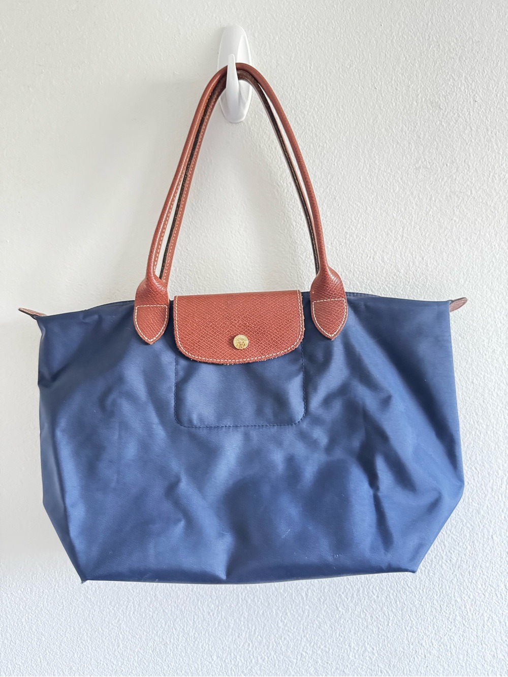 Longchamp Le Pliage Shopping Modele Depose Navy Blue Tote Bag